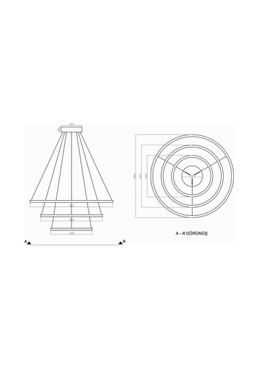 Tra30043 Eco Ø80 Cm Led Avize Sarkıt 3Cırkel