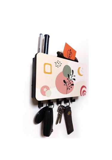 Dekoratif Geometrik Desenli Bölmeli Anahtarlık Duvar Askısı Diğer