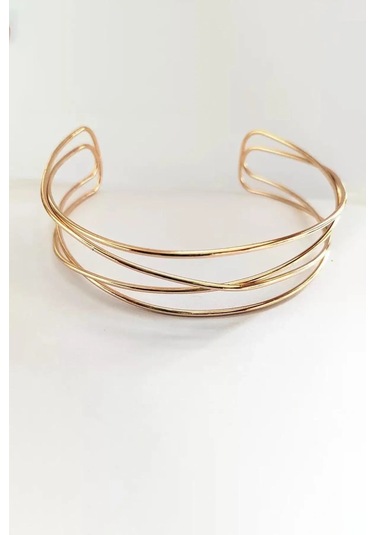 Caş Dekorasyon Altın Renk Metal Choker Kolye Altın