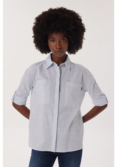 Lee Cooper Mındy Kadın Dokuma Gömlek Mavi 16269 Mavi