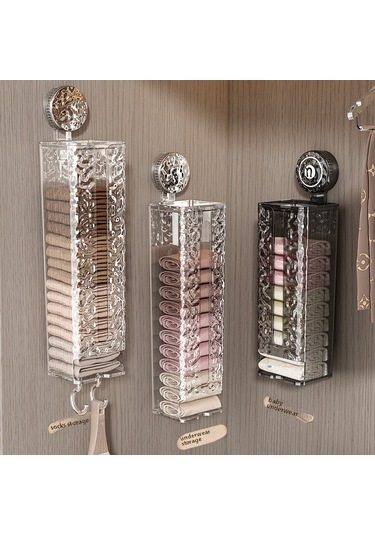 Şeffaf Gri Küçük İç Çamaşırı Saklama Kutusu, Çekmece Tipi Duvara Monte Renkli