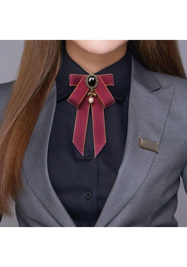 Suntek Şerit Yay Broş Üniforma Bluz Öğrenci Mor-kırmızı Çok Renkli