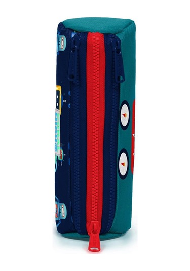 Coral High Kids Lacivert Robot Desenli Üç Bölmeli Kalem Çantası  2