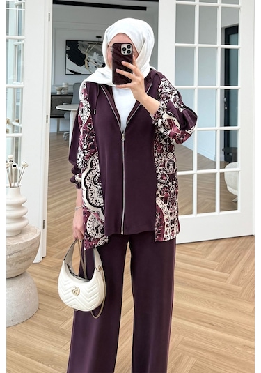 Desenli Oysho İkili Takım 1653 - Bordo Bordo