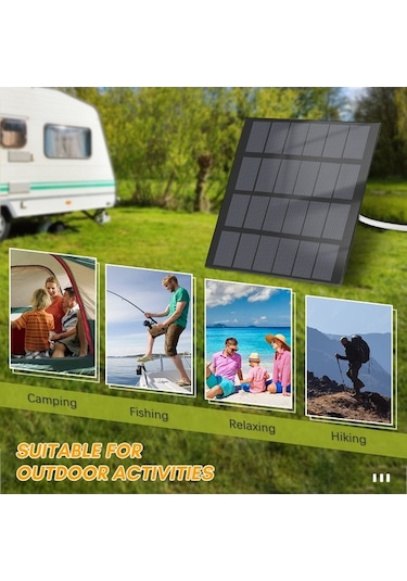 Pazly 1.5w 6v Taşınabilir Solar Şarj Aleti - Kamp, Açık Hava İçin Siyah Su Geçirmez