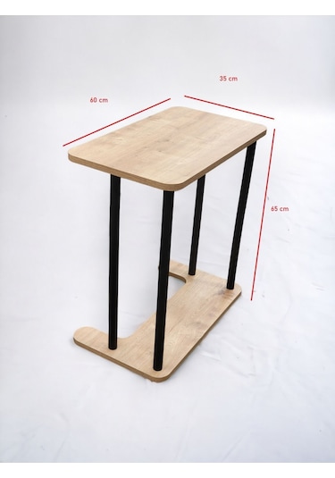 Yüksek Kalite Tekerlekli Laptop Sehpası Kahvaltı Masası Yan Sehpa Safir Meşe