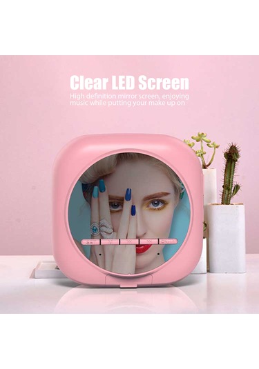 Kangvka Pink Bluetooth Hoparlör - Led Ayna, İki Alarm, Tf Kart Oynatma, Sesli Ödeme Bildirimi, Ayarlanabilir Parlaklık