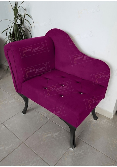 Yeni Model Tekli Köşe Koltuğu Josefin Bench Siyah Ayak Mor