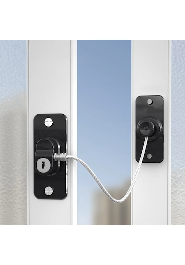 Sones Çok İşlevli Çocuk Pencere Emniyet Kilidi Anahtarlı Buzdolabı Dolap Kilidi Çift Amaçlı Limator Siyah