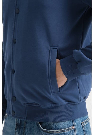 Shooter Sportswear Erkek Sweatshirt Düğmeli Ekru Standart Kalıp Parlament