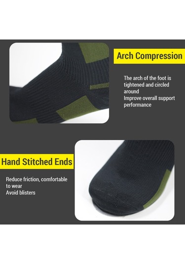 Yuntech01 Su Geçirmez Uzun Konforlu Outdoor Çorap - Yürüyüş, Kamp, Bisiklet İçin Yeşil