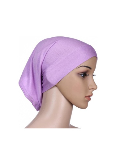 Lavanta Yüz Altında Eşarp Tüp Kaput Kap Kemik İslam Kadın Baş Örtüsü Başörtüsü Lila