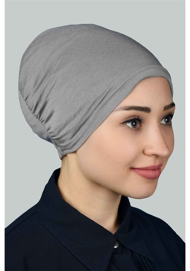 Altobeh Hazır Pratik Geçmeli Lastikli Tesettür Bone - Gri
