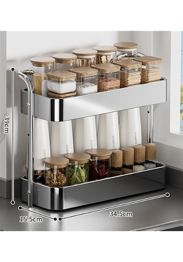 Çift - Kalınlaştırılmış Paslanmaz Çelik Mutfak Baharat Rafı,