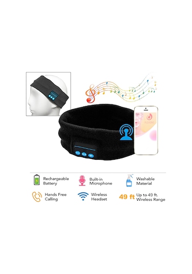 Geeroyoo Kablosuz Spor Baş Bandı - Bluetooth 5.0, 8 Saat Müzik Keyfi, Yıkanabilir Ve Rahat Uyku Kulaklığı Açık Gri