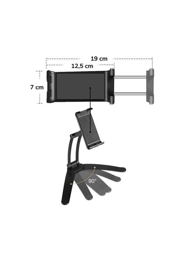 9051796498909 - Buffer 360 Derece Dönebilen Mutfak Masaüstü Telefon Tablet Tutucu Ayarlanabilir Esnek Ayaklı Metal