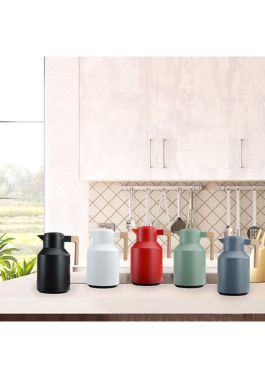 Monyee 1l Evcil Cam Fıçıklı Isı Saklama Potu - Çift Katlı Vakumlu, Isı/sıcaklık Koruyucu, Ahşap Saplı Kahve/su Potu Siyah Siyah