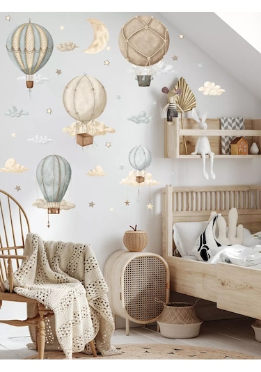 Baby Kingdom Room Duvar İçleri İçin Desenli Dekoratif Sticker'lar: Bulutlu Toplar 218267600 Bej