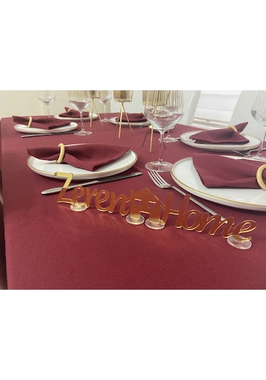 Sıvı Geçirmez Dertsiz Masa Örtüsü Bordo 13 Parça