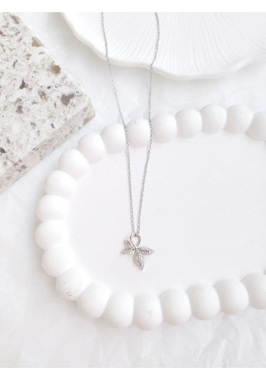 Çelik Gold Incili Yaprak Kadın Kolye Sevgiliye Hediye