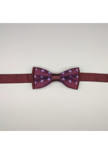 Mordino Mavi Kareli Bordo Çocuk Papyon Bordo