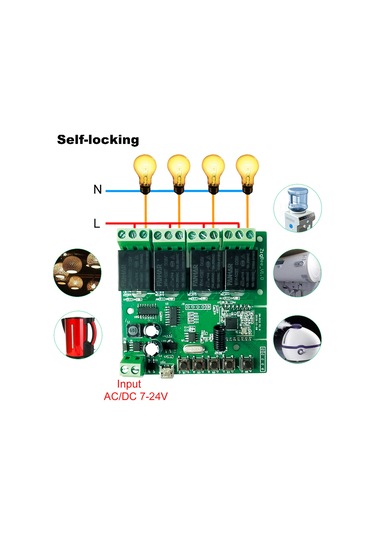 Teltree 4 Yollu Zigbee Akıllı Anahtar Modülü - Tuya/ewelink Uyumlu, Akıllı Telefon Kontrolü, Zamanlama Ve Ses Komutu Desteği Dc5v/7-24v 1-gang