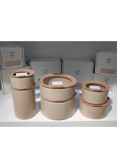 Neoflam Fika One 6'lı Seramik Saklama Kabı Seti Pembe