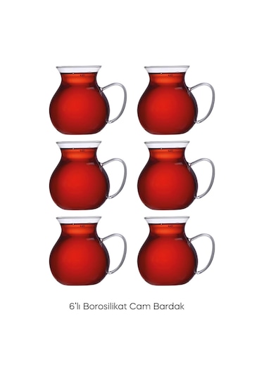 Perotti Keyfi Ala Borosilikat 6'lı Çay Bardağı