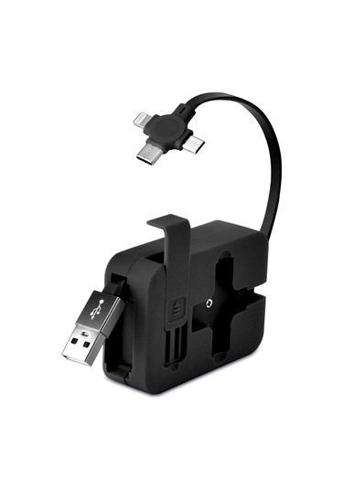 Cep Tipi Telefon Tutuculu Makaralı Uzayıp Kısalabilen 3&amp Apos Ü 1 Arada Usb Şarj Kablosu 5365