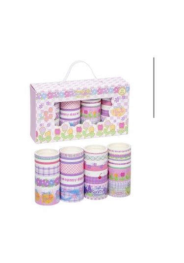 Dikdörtgen Vintage Washi Tape Bant Yapışkanlı Maskeleme Kağıdı Desenli Bant 20'li - Sunny Day 1
