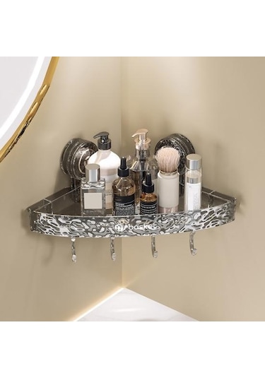 Şeffaf Depolama Rafı Üçgen Şekli Vantuz Duş Caddy Hızlı Drenaj Depolama Rafı Mutfak Şeffaf