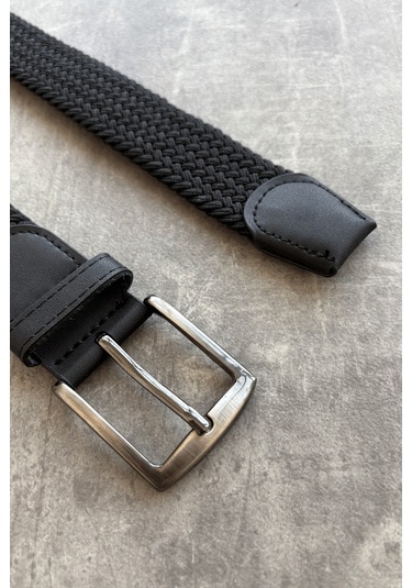 Erkek Hasır Örgü Kemer Siyah