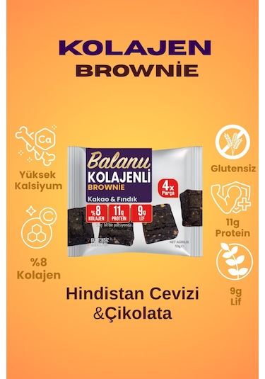 Balanu Kolajen Kakao & Fındık Brownie 50gr X3 Adet