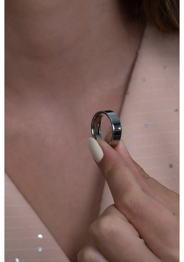 Takı Dükkanı 6 MM Parlak Düz Çelik Alyans Yüzük Cl39 001