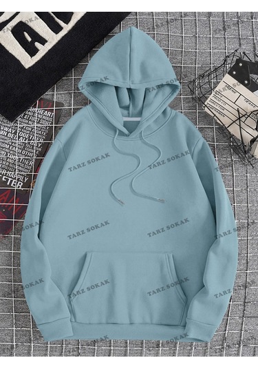 Y2k Trend Sezon Unisex Retro Sweatshırt Kapşonlu Kod 1719 Trz1630 Mavi