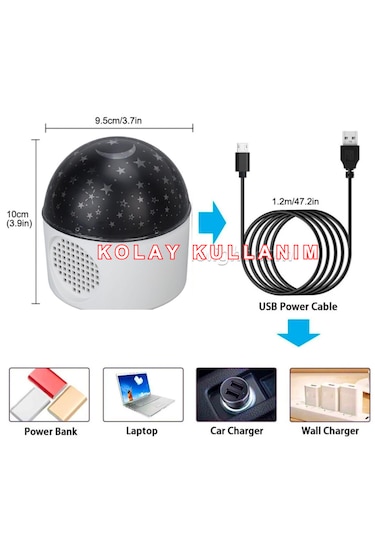 Usb'li Bluetooth Bağlantılı Hoparlör Projektör Led Yansıtma Rgb