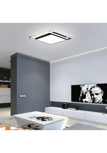 Sarmal Kare Tavan Lambası,modern Led Aydınlatma Siyah
