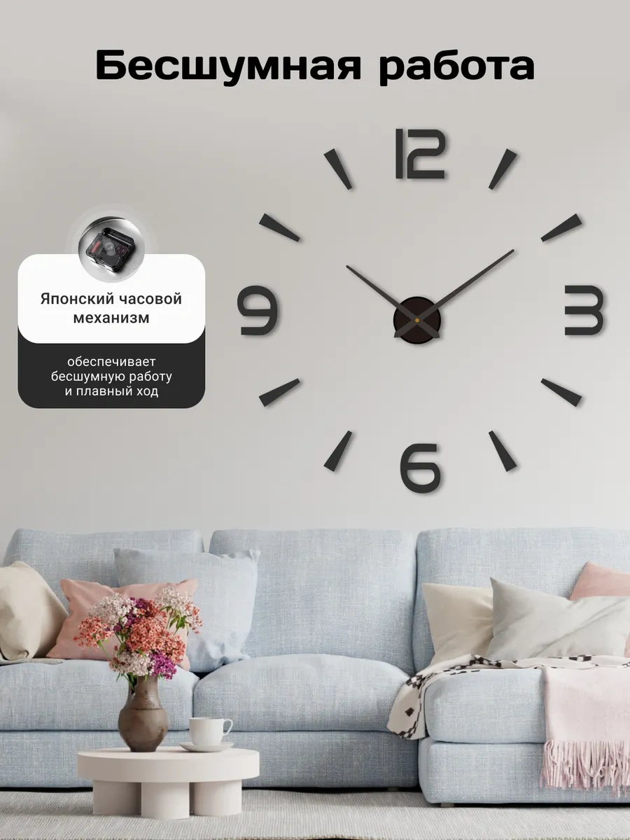 Artclock Rulo Duvara Yapışan Rakamlı Dekoratif Duvar Saati 351490821 Siyah