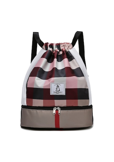 Lebeigo Hafif Oxford Ekose Sırt Çantası Kahverengi