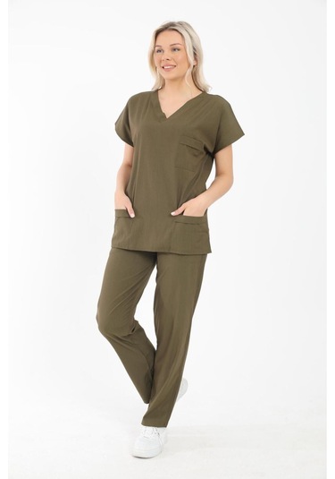 Likralı Cerrahi, Doktor, Hemşire, Renkli Üniforma Takım Haki