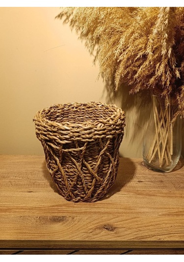 Hasır Kalın Örgü Dekoratif Tasarım Saksı