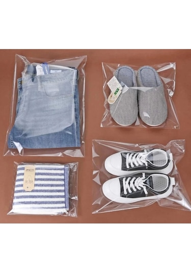 Şeffaf Yapışkanlı Çeyiz Poşeti Jelatin Poşet Bantlı Jelatin 35x50 Cm 10 Adet