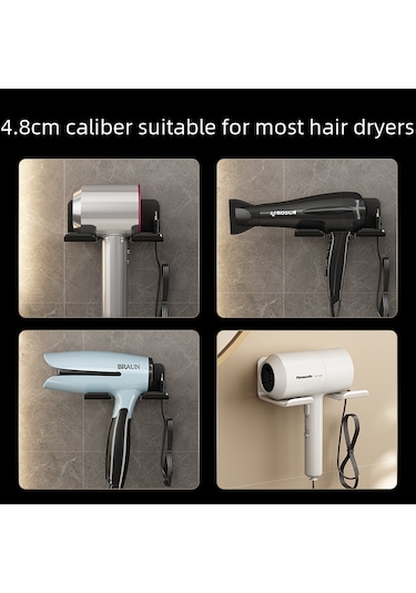 Monyee Banyo Fön Tutucu Duvar Tipi, Delme Yok, Uzay Alüminyum, 120 Mm, Saç Kurutma Makinesi Rafı, Pratik Montaj, Nemli Ortamlara Dayanıklı Günlük Gri Diğer