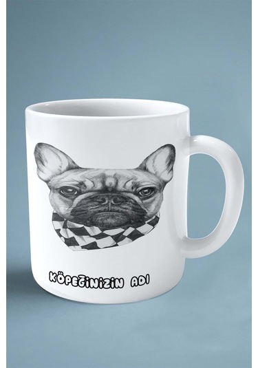 French Bulldog Köpek Isimli Kişiye Özel Baskılı Kupa Bardak Bere Çok Renkli