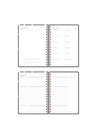2026 A5 Spiralli Haftalık Ajanda 12 Aylık - Puantiye Siyah Puantiye