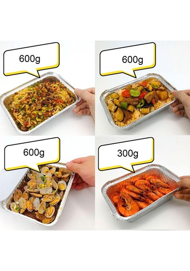 Vkemall 50 Adet Tek Kullandım Alüminyum Folyo Kutu - 16x16x4.5cm Izgara, Fırın, Balık Pişirme İçin Yağak Tutucu Çok Renkli