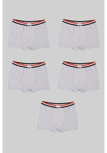 Ceylanoğlu 12'li Gri Erkek Çocuk Likralı Sade Boxer-343-1 Gri