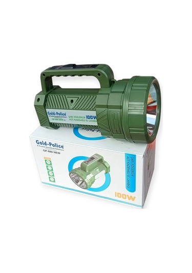Gold Police Gp-680 Şarjlı El Feneri Projektör 100 Watt Beyaz