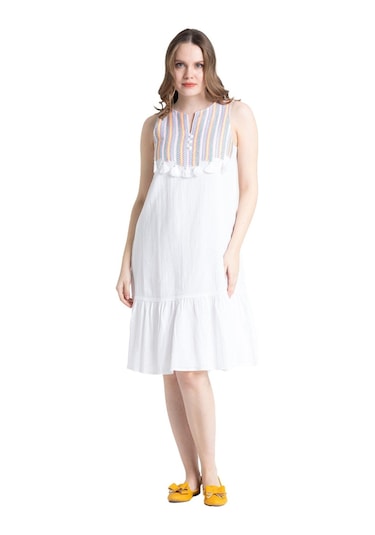 Kolsuz Şile Bezi Ilgaz Midi Boy Elbise Beyaz Byz-beyaz Beyaz