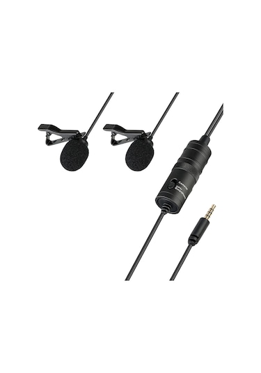 Çift Çok Yönlü Yaka Mikrofonu Yaka Clip-kondenser Mikrofon,siyah
